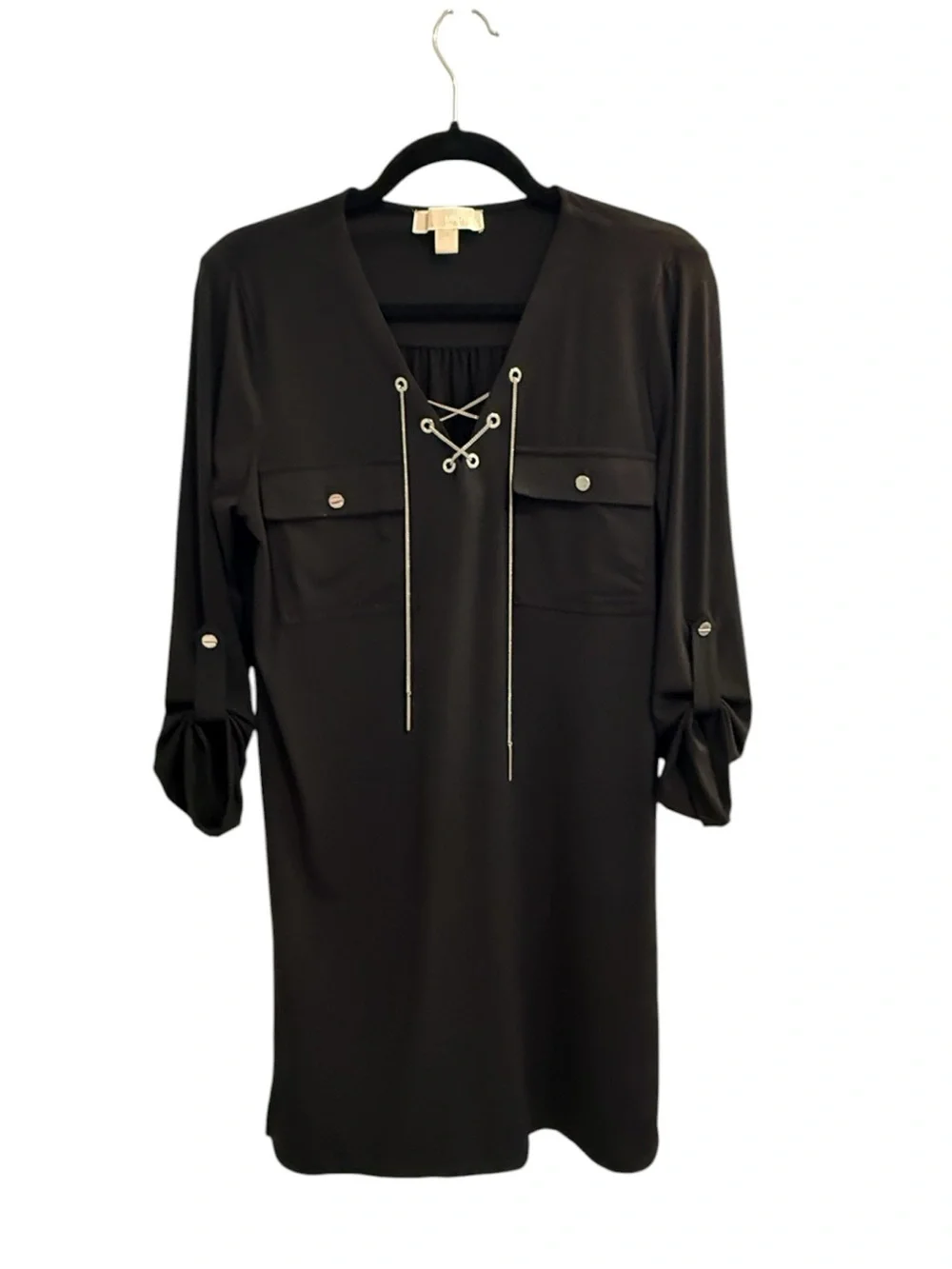 MICHAEL Michael Kors Black Lace-Up Shift Dress